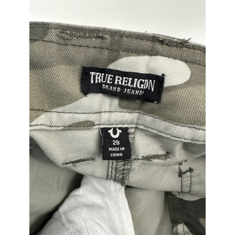 True Religion Cargo Pants Mens 29 Green Camouflage Straight Fit Military Modern - Picture 6 of 9